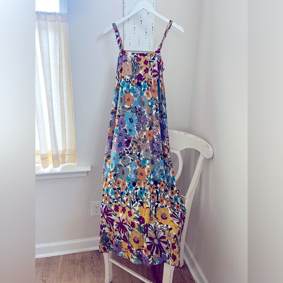 NATURAL LIFE Size XS Patti Side Slit Maxi Floral Dress with Straps - Picture 5 of 14